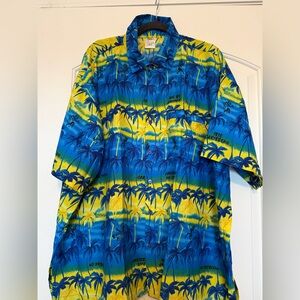 Vibrant Blue and Yellow Palm Tree Men's Shirt